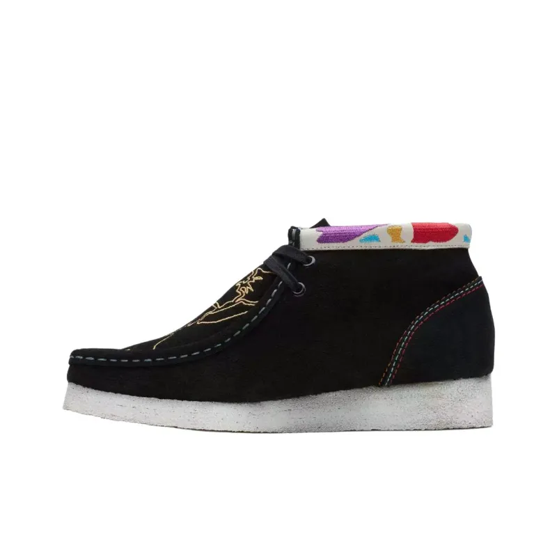 Clarks Originals Wallabee Boot Black Embroidery Women's-0