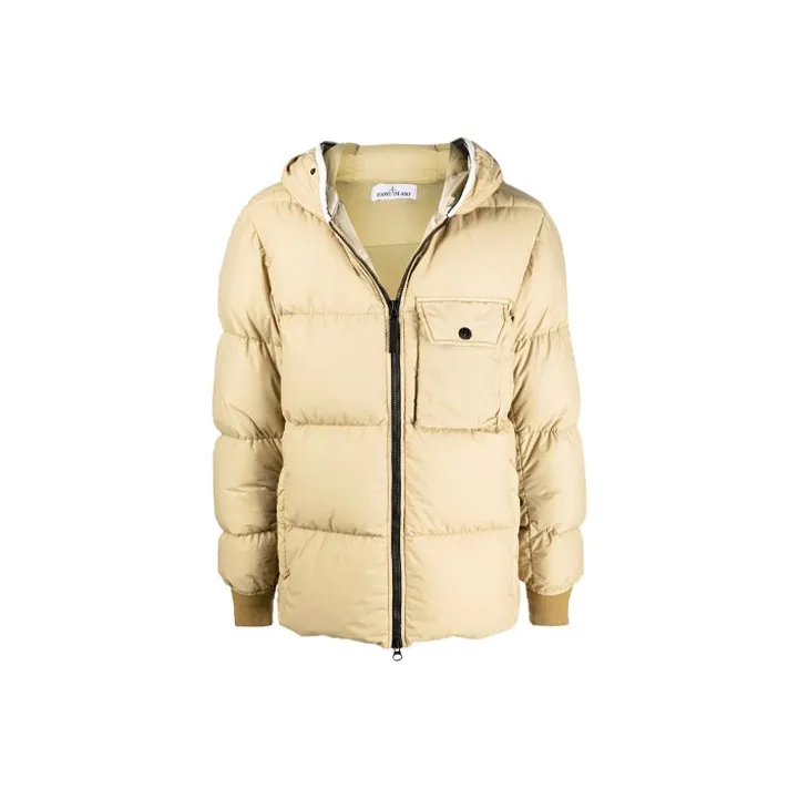 STONE ISLAND FW21 Solid Color Hooded Thickened Down Jacket Men's Yellow-0