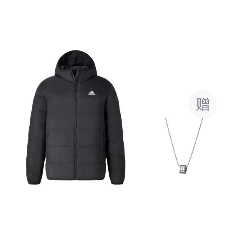 Adidas Down Jacket Unisex Black Comes With Necklace-0