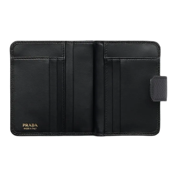 PRADA Vitello Dino Cow Leather Wallet Women's Black-3