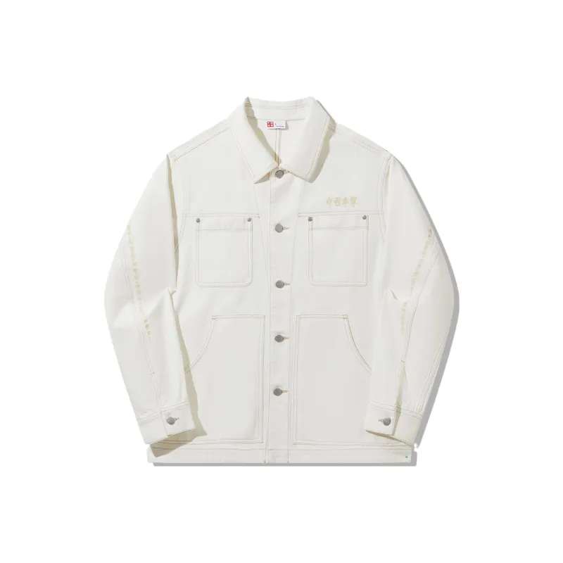 LiNing Vital Series Denim Jackets Unisex Ivory Washed Denim-0