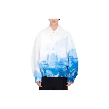 Feng Chen Wang Chinese Painting Print Series Jackets Men White/Blue
