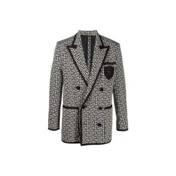 BALMAIN Monogram Jacquard Double breasted Blazer