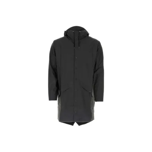 Rains Long Sleeved Drawstring Hooded Coat