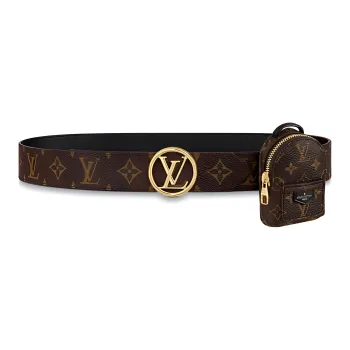 LOUIS VUITTON PALM SPRING Casual Fashion Logo Smooth Buckle Leather Belts Women's Brown Width  3.5cm