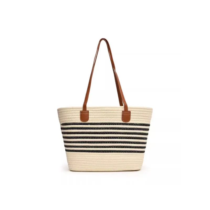 RKM Straw Woven Shoulder Bag Regular Women's Khaki/Ecru-1