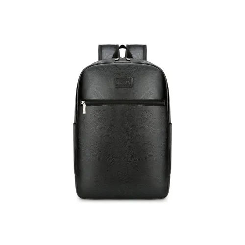 PULEWEI PU Backpack Unisex Black/Dark Brown