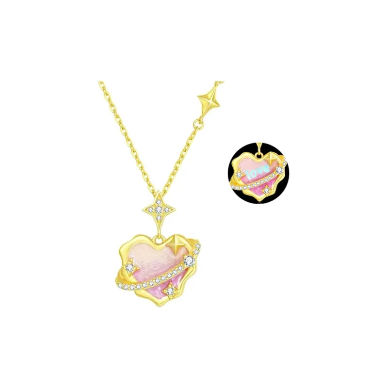 WINY 925 Sterling Silver Necklaces Women's Pink-0