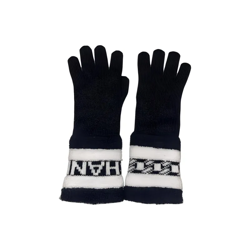 CHANEL Knit Gloves Unisex Black-0