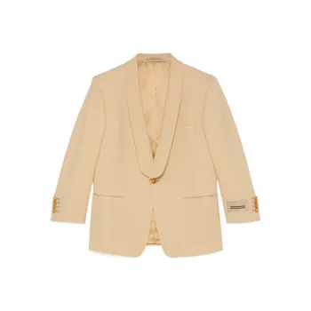 GUCCI Logo Patch Single Breasted Blazer