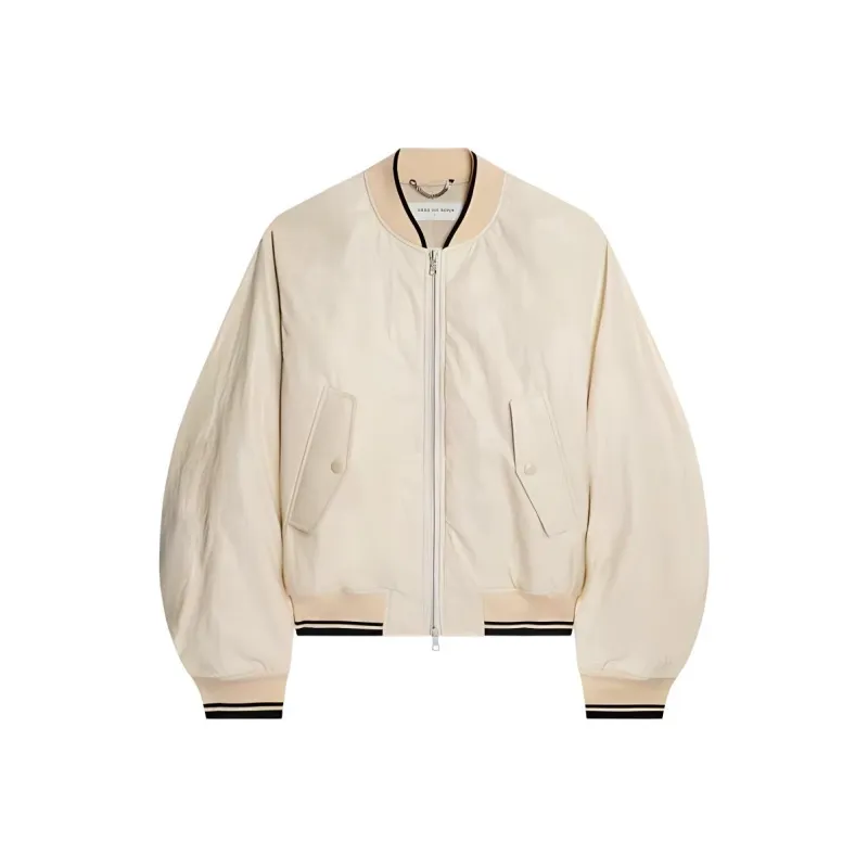 DRIES VAN NOTEN Striped Edge Drop Shoulder Bomber Jacket-0