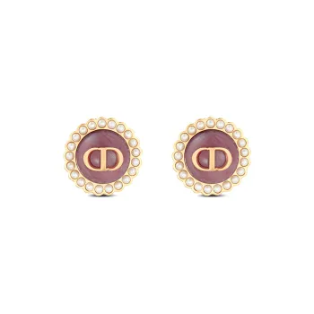 DIOR Stud Earrings Women's Pink/Gold
