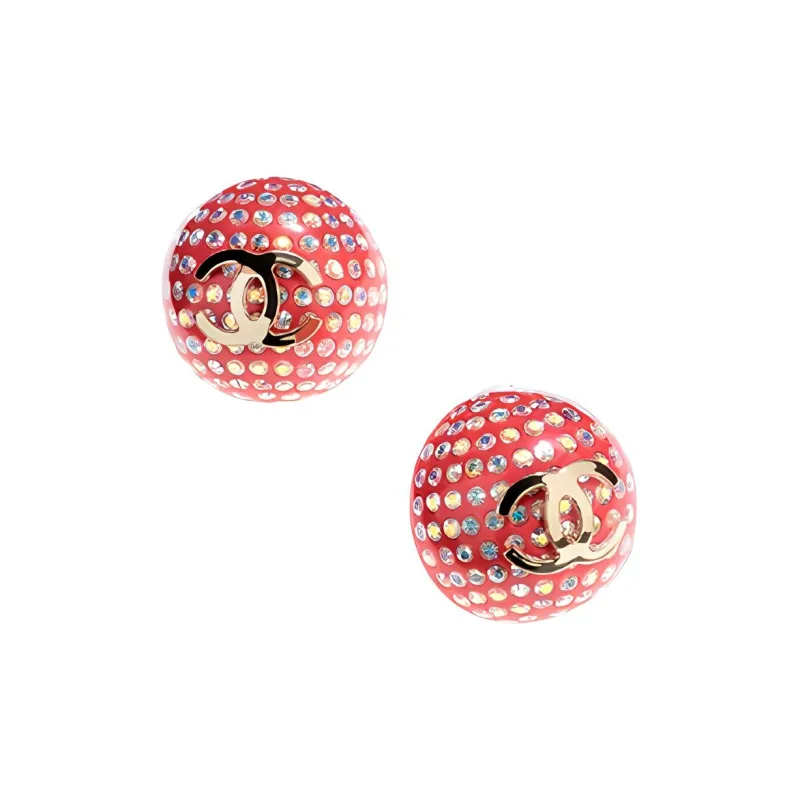 CHANEL Stud Earrings Women's Red-0