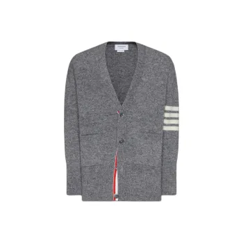 THOM BROWNE 4 Bar Mélange Wool Cardigan