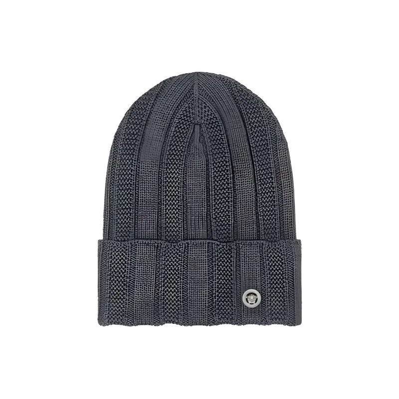 VERSACE Medusa Turn-Up Hem Chunky-Knitted Beanie-0