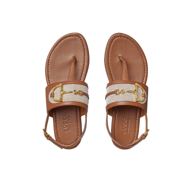 GUCCI Horsebit One Strap Sandals Women's Light Brown-3