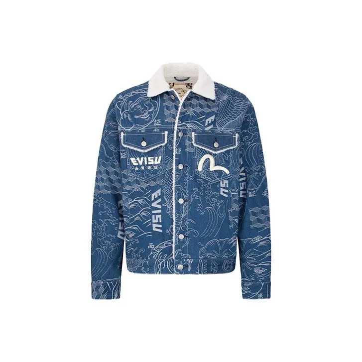 EVISU Denim Jackets Men Denim Blue-0