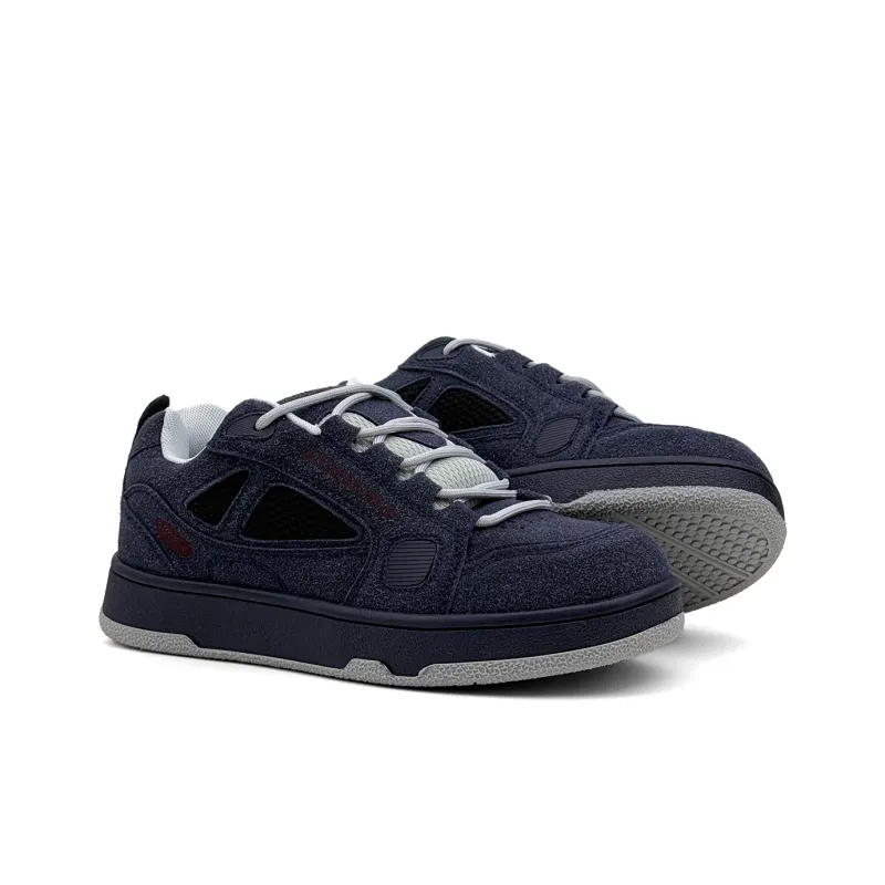 Mengsai Anti Slip Wear Resistant Low Top Skateboard Shoes Unisex Dark Blue Gray-5