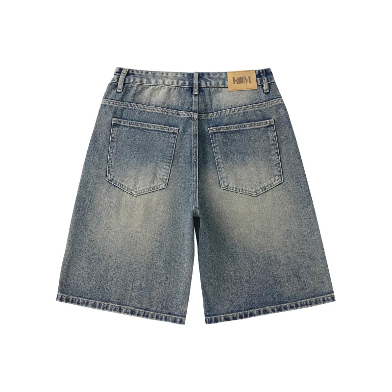 KM Denim Shorts Unisex Vintage Blue-1