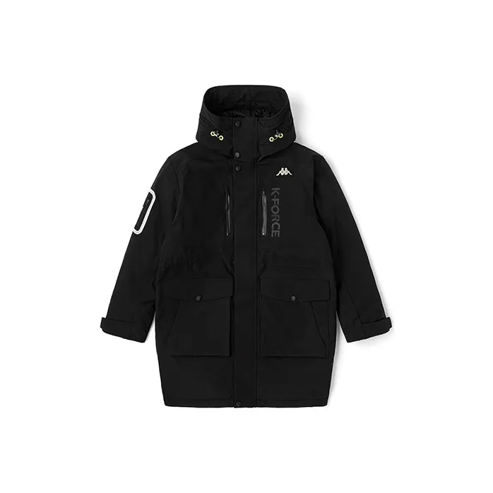 Kappa Letter Hooded Loose Fit Thickened Mid-Length Down Jacket Men's-4