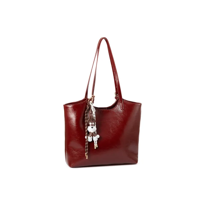 Vigno Synthetic Leather Shopping Bag, One Shoulder Tote Bag Women's Red-1
