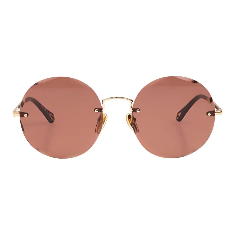 Chloe Metal Round Sunglasses Women's Gold-0