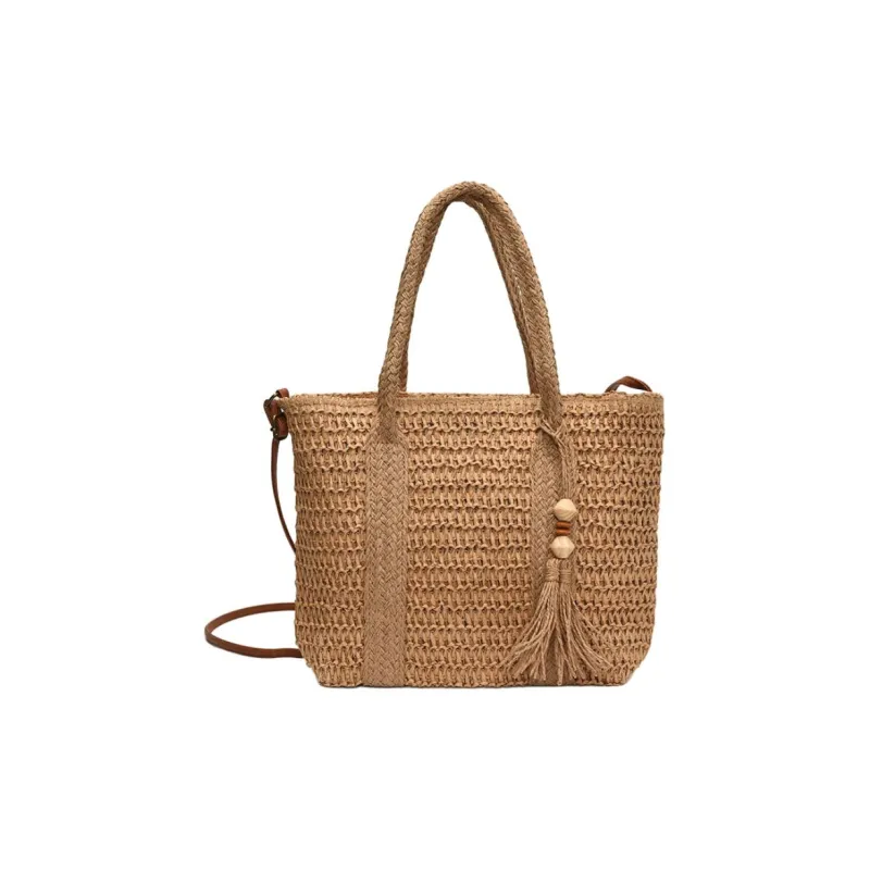 Single Warehouse Straw Woven Portable Crossbody Bag, Shoulder Bag Women's Khaki/Ecru-6