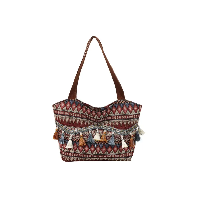 Dusen Kangaroo Canvas Bag, Shoulder Bag Women's Red/Brown/Blue-5