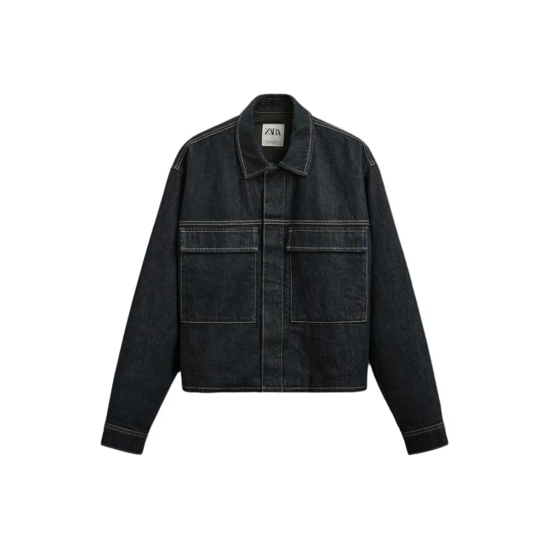 ZARA Denim Jackets Men Blue-0