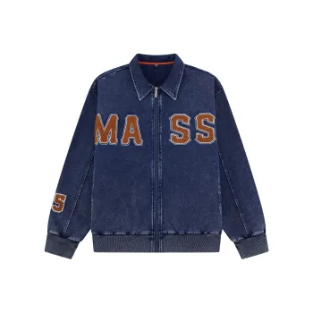 JACLAR Towel Embroidered Denim Jacket Unisex Blue