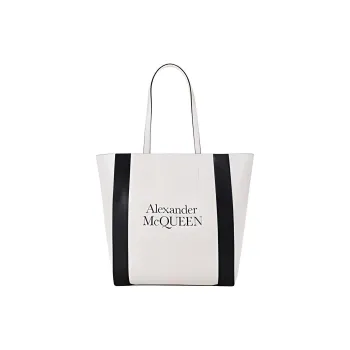 Alexander McQueen Leather Handbag, Shoulder Bag Women's Ivory & Black