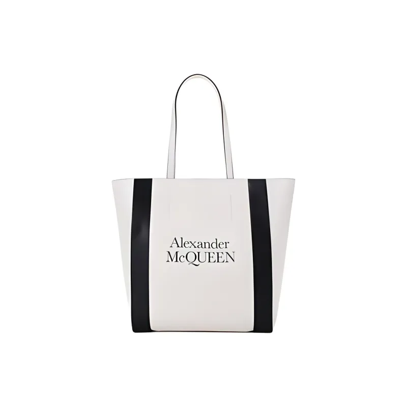 Alexander McQueen Leather Handbag, Shoulder Bag Women's Ivory & Black-0