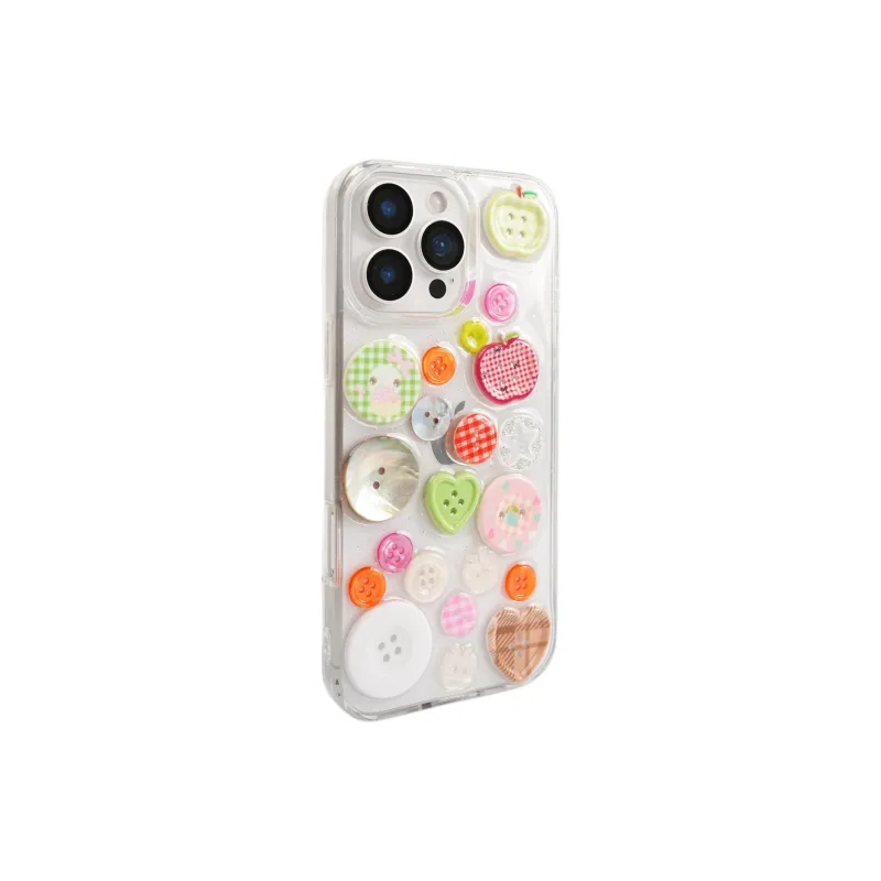 Sopi Acrylic Material Transparent Glue Drip Button Phone Cases Compatible With IPhone 16/15 Pro Max/Apple 13/14 Pro/Max-2