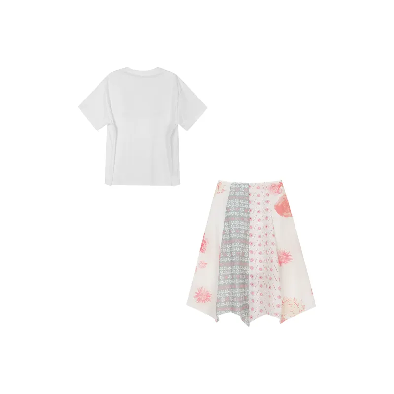RTNH Skirt Set Women's White+Pink-1