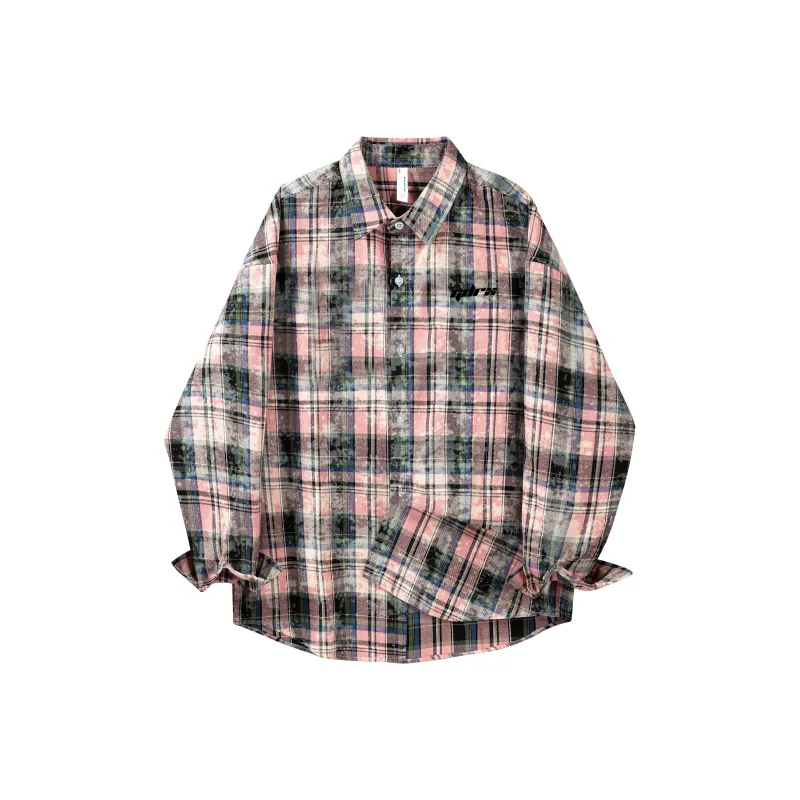 GDRX Shirt Unisex Blue White Plaid Tie Dye-5