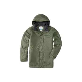 Columbia Letter Solid Color Hooded Loose Fit Thickened Puffer Jacket Men's Green
