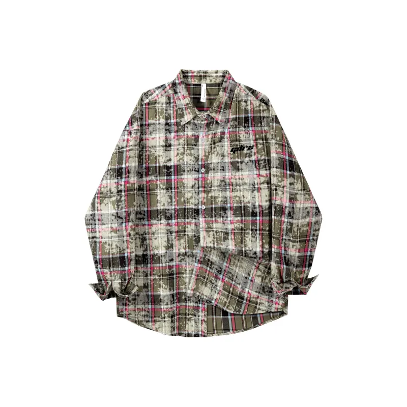 GDRX Shirt Unisex Blue White Plaid Tie Dye-7