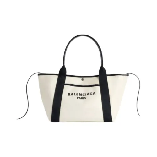 Balenciaga Biarritz Cotton Canvas Tote Bag, Shopping Bag, Handbag Medium Size Women's White