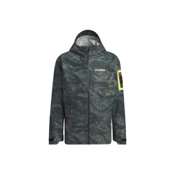 Adidas x NATIONAL GEOGRAPHIC Water Resistant Windproof And Rainproof Windbreaker Jacket Men's Pebble Silver Gray