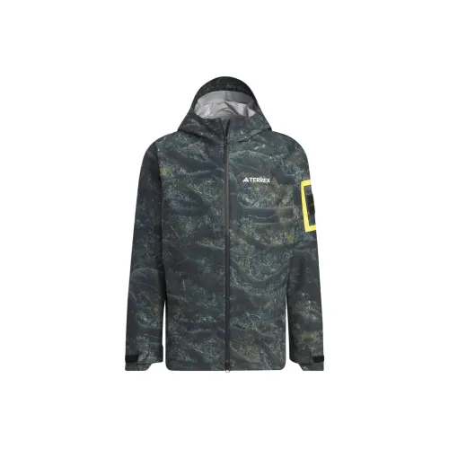 Adidas x NATIONAL GEOGRAPHIC Water-Resistant Windproof And Rainproof Windbreaker Jacket Men's Pebble Silver Gray