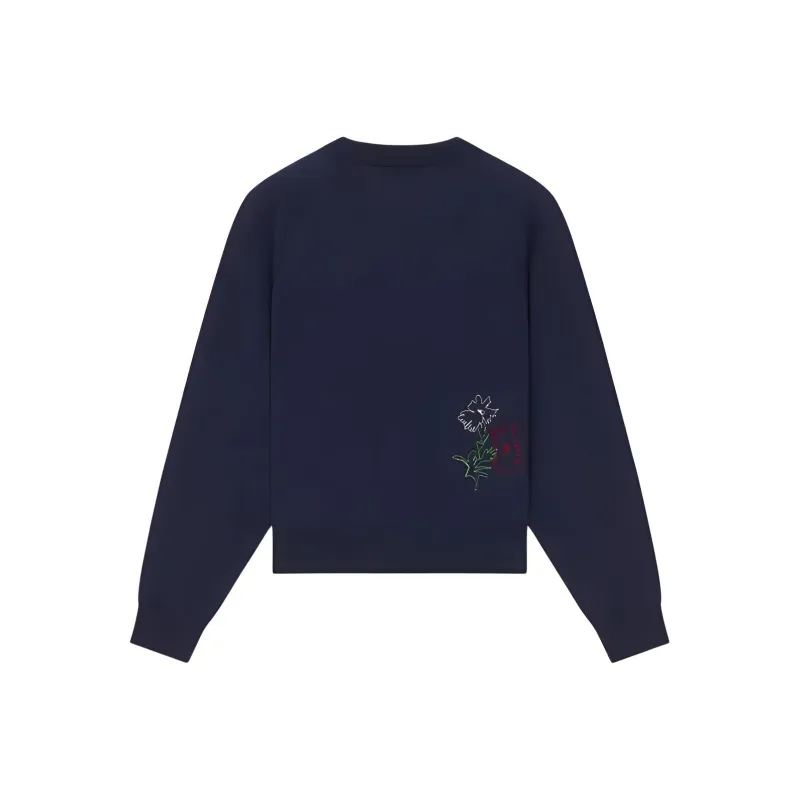 KENZO Drawn Flowers' Embroidered Cardigan Knitwear Women's Midnight Blue-1