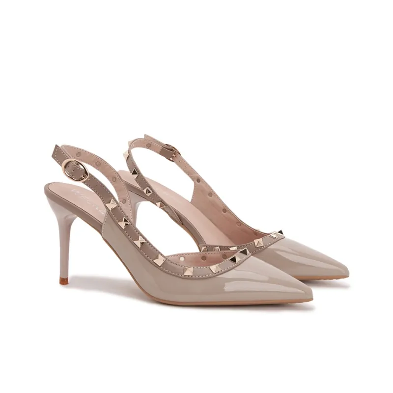 WECKER Slim Heel High Heels Women's Nude Gray-2