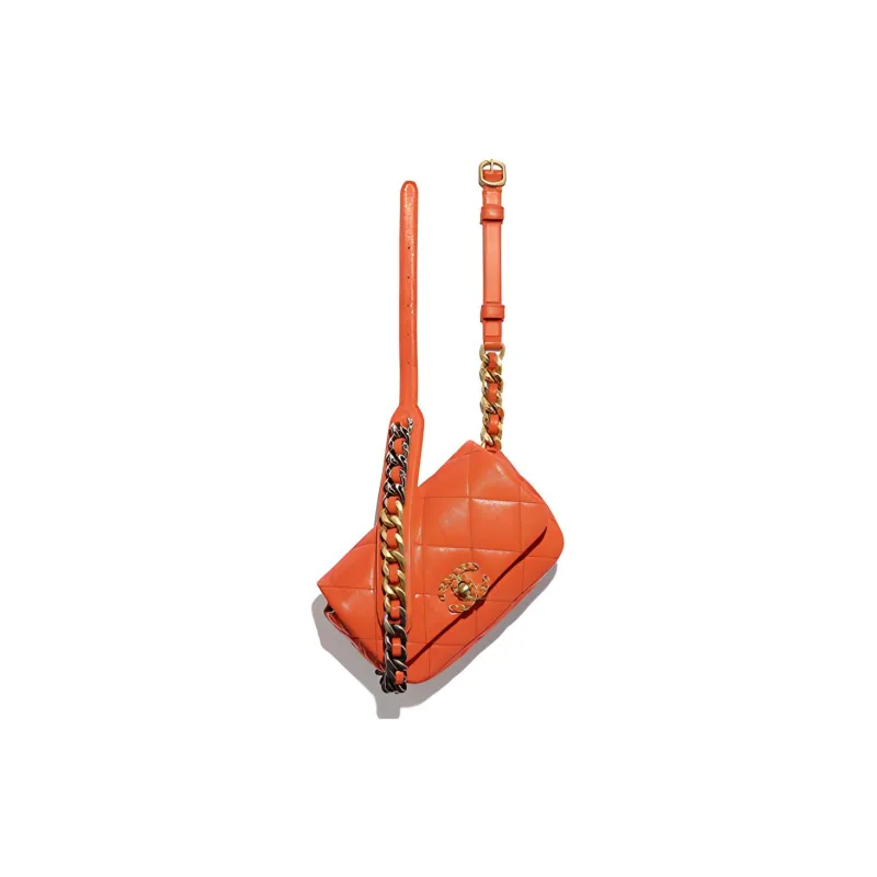 CHANEL 19Bag Lambskin Backpack, Flap Bag, Crossbody Bag, Handbag, Shoulder Bag Women's Orange-1