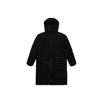 Levis Solid Color Letters Hooded Mid Length Down Jacket Men's Black