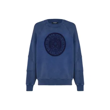 BALMAIN Coin Embroidery Ribbed Sweatshirt