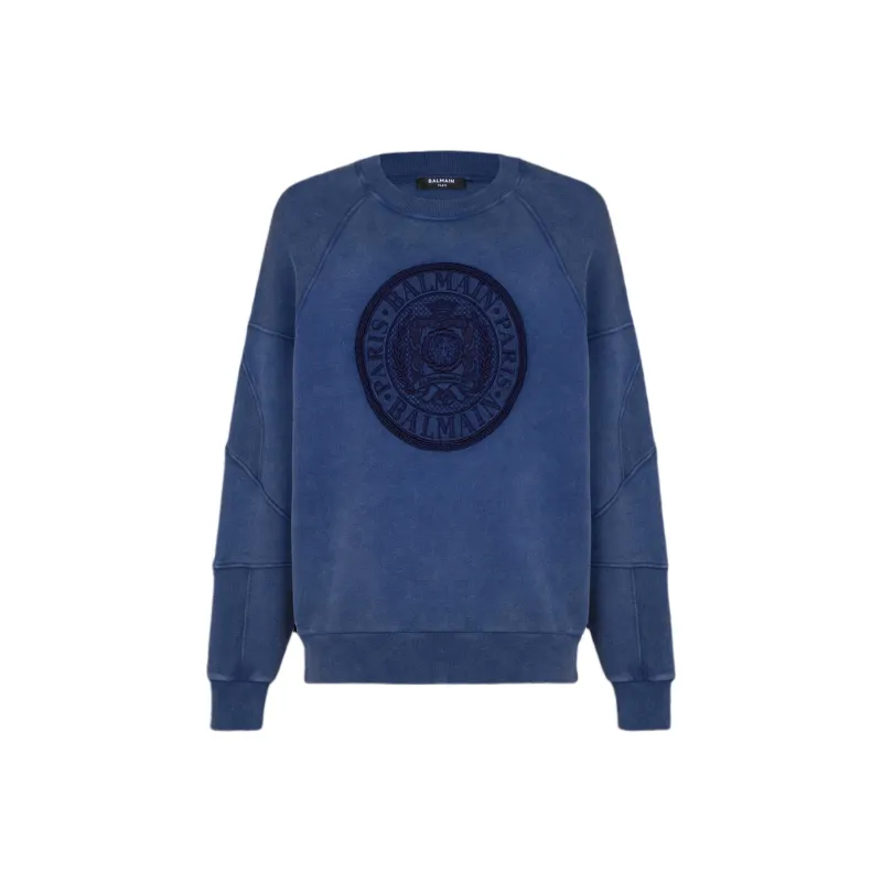 BALMAIN Coin Embroidery Ribbed Sweatshirt-0