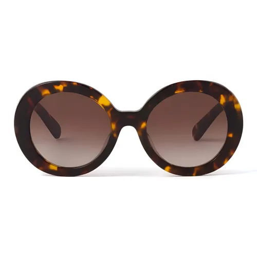 miu lige miu lige Plate Frame Oval Sunglasses Women's Tortoiseshell