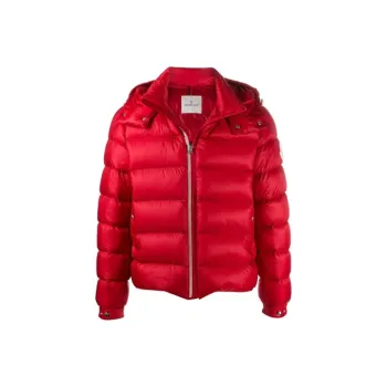 Moncler Solid Color Hooded Down Jacket Men's Red
