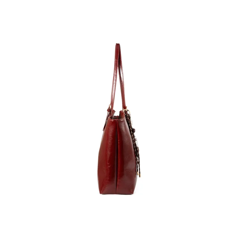 Vigno Synthetic Leather Shopping Bag, One Shoulder Tote Bag Women's Red-3