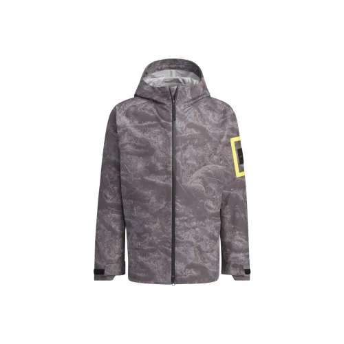 Adidas x NATIONAL GEOGRAPHIC ALLOVER PRINT Water-Resistant And Rainproof Windbreaker Jacket Men's Silver Gray Violet